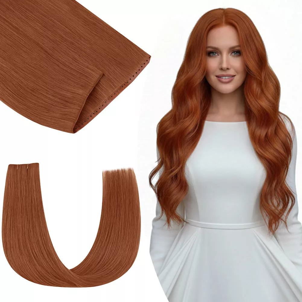 Butterfly Weft Hair Extensions Human Hair Copper Color