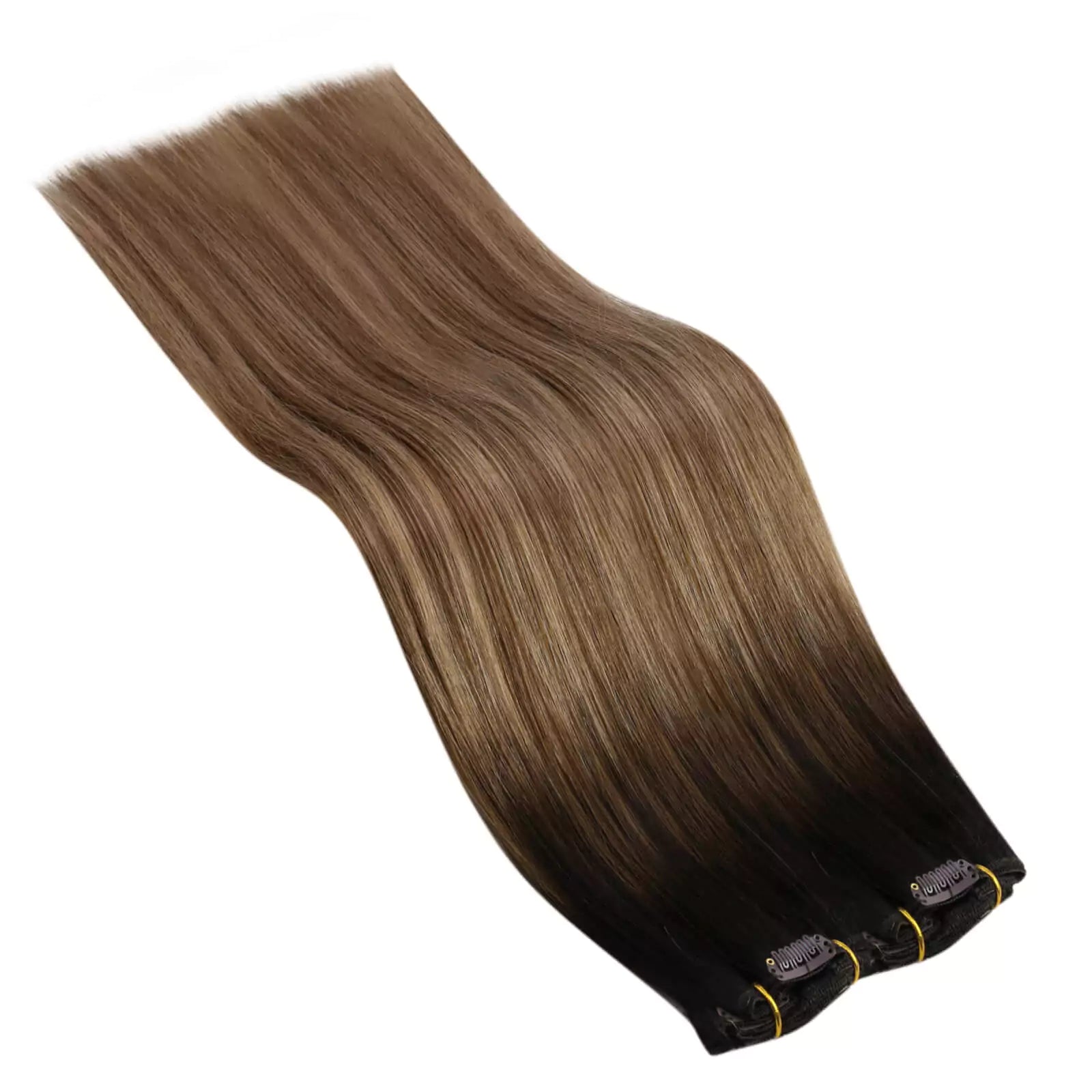 Balayage Hair Extensions Clip in Brown Ombre with Blonde Hair 2/6/12-UgeatHair