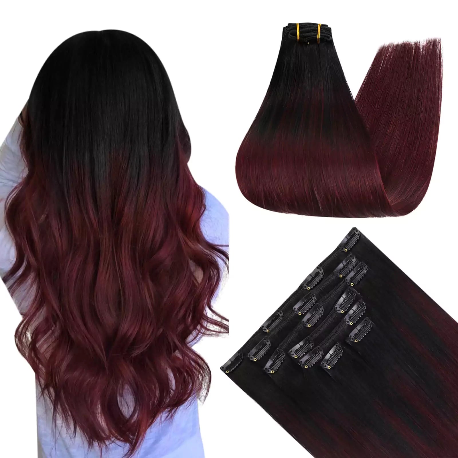 clip in hair extensions balayage color for black hair