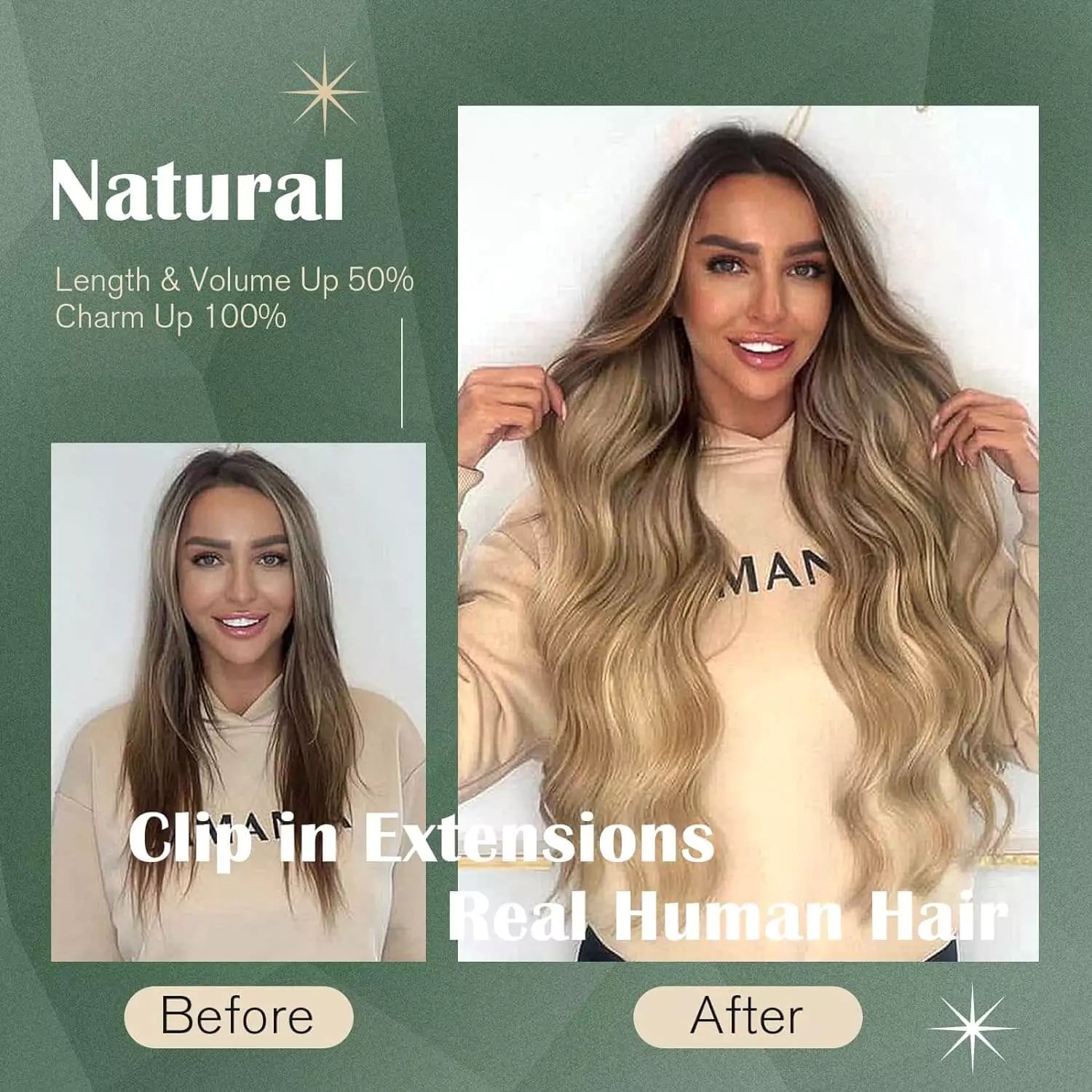 Balayage Brown to 6 with Blonde Hair Extensions 10PCS 120g Hair Extensions Clip in