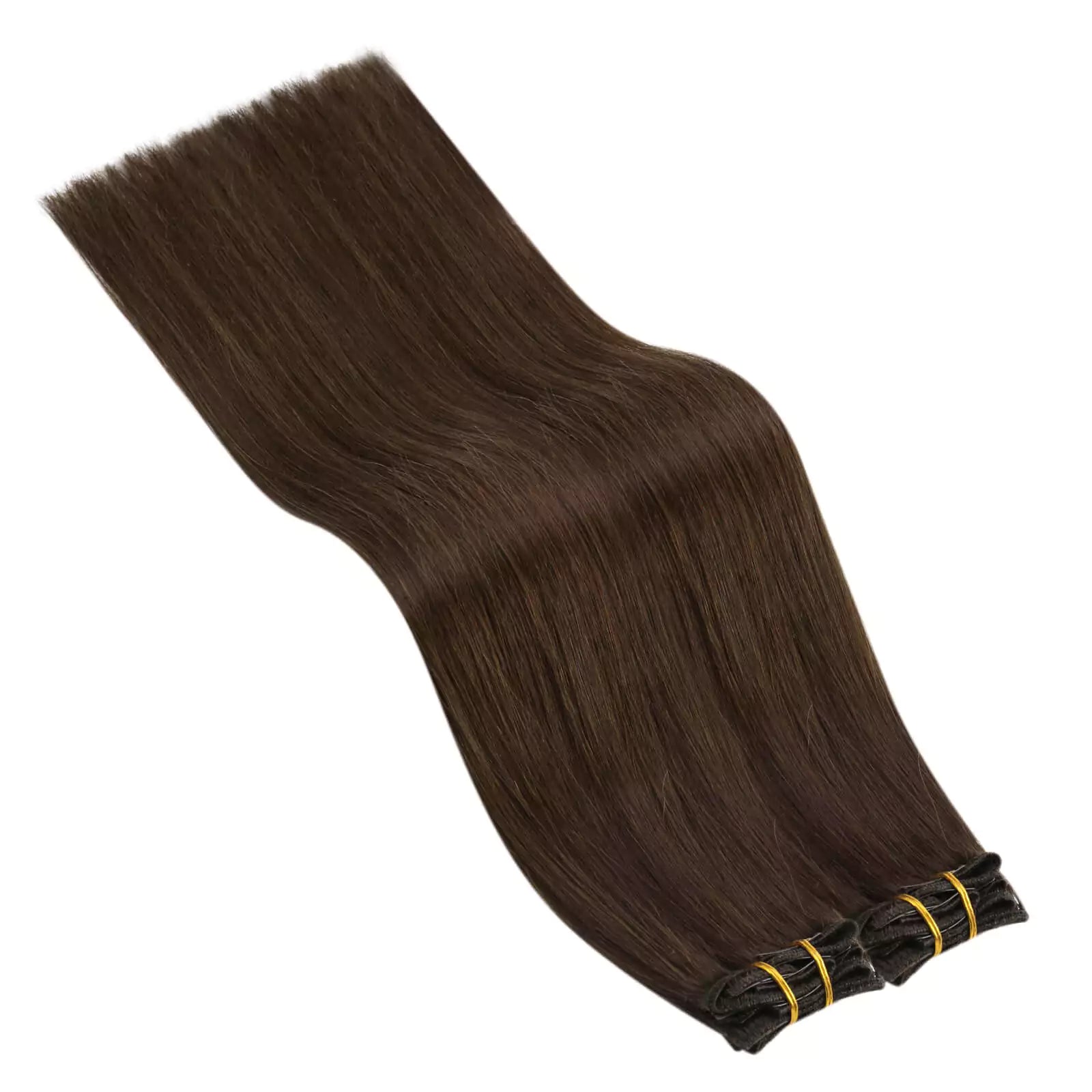 real hair extensions clip in human hair dark brown