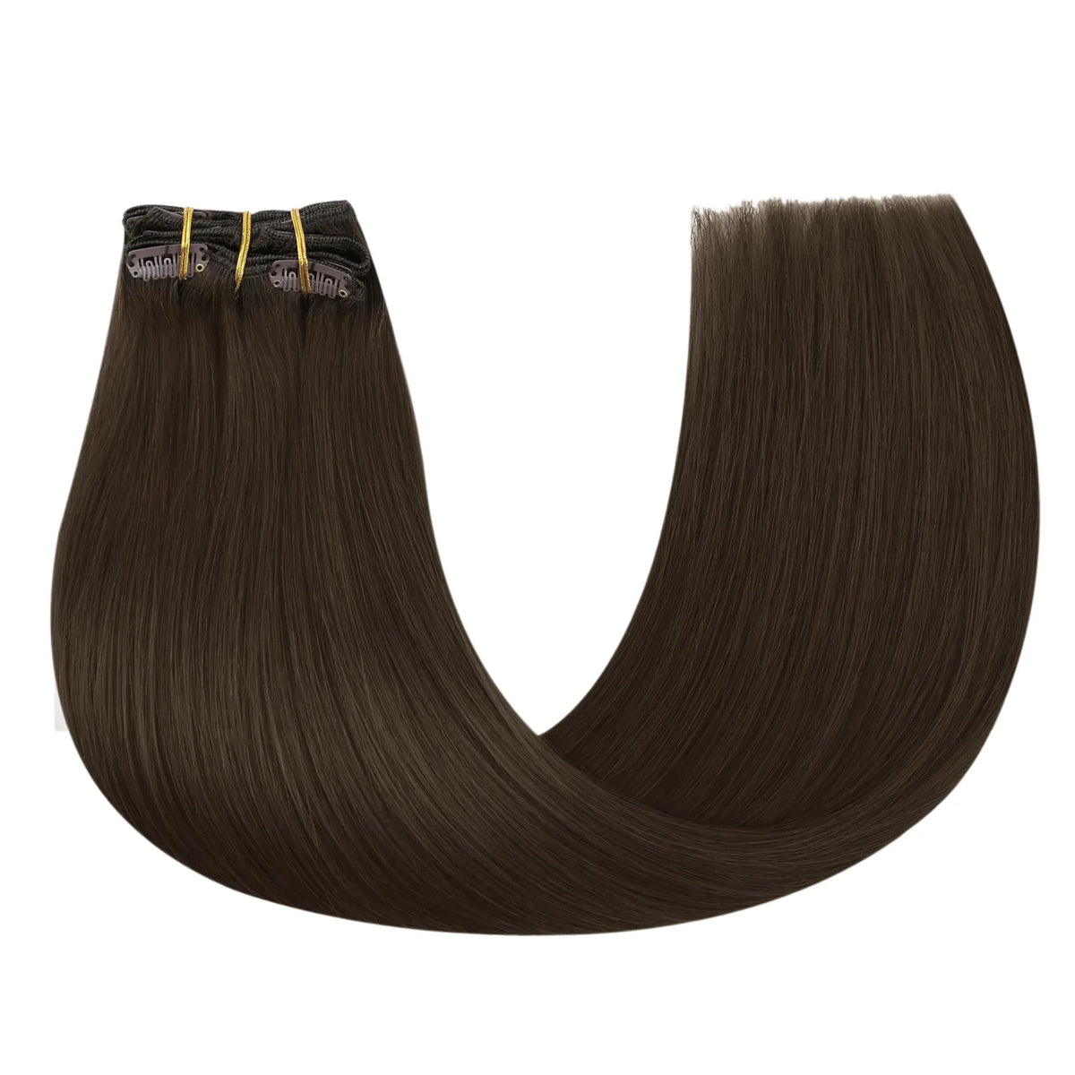 medium brown thickened clip in extensions 135G for women for thin hair
