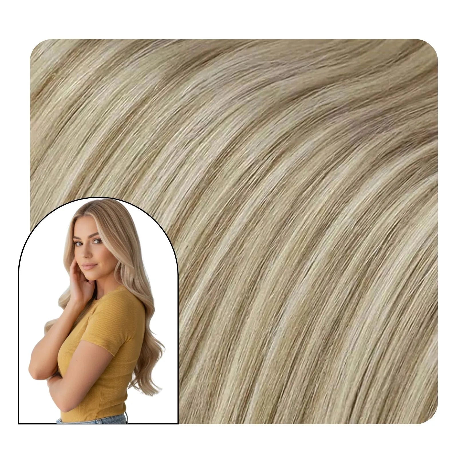 highlighted blonde clip in extensions