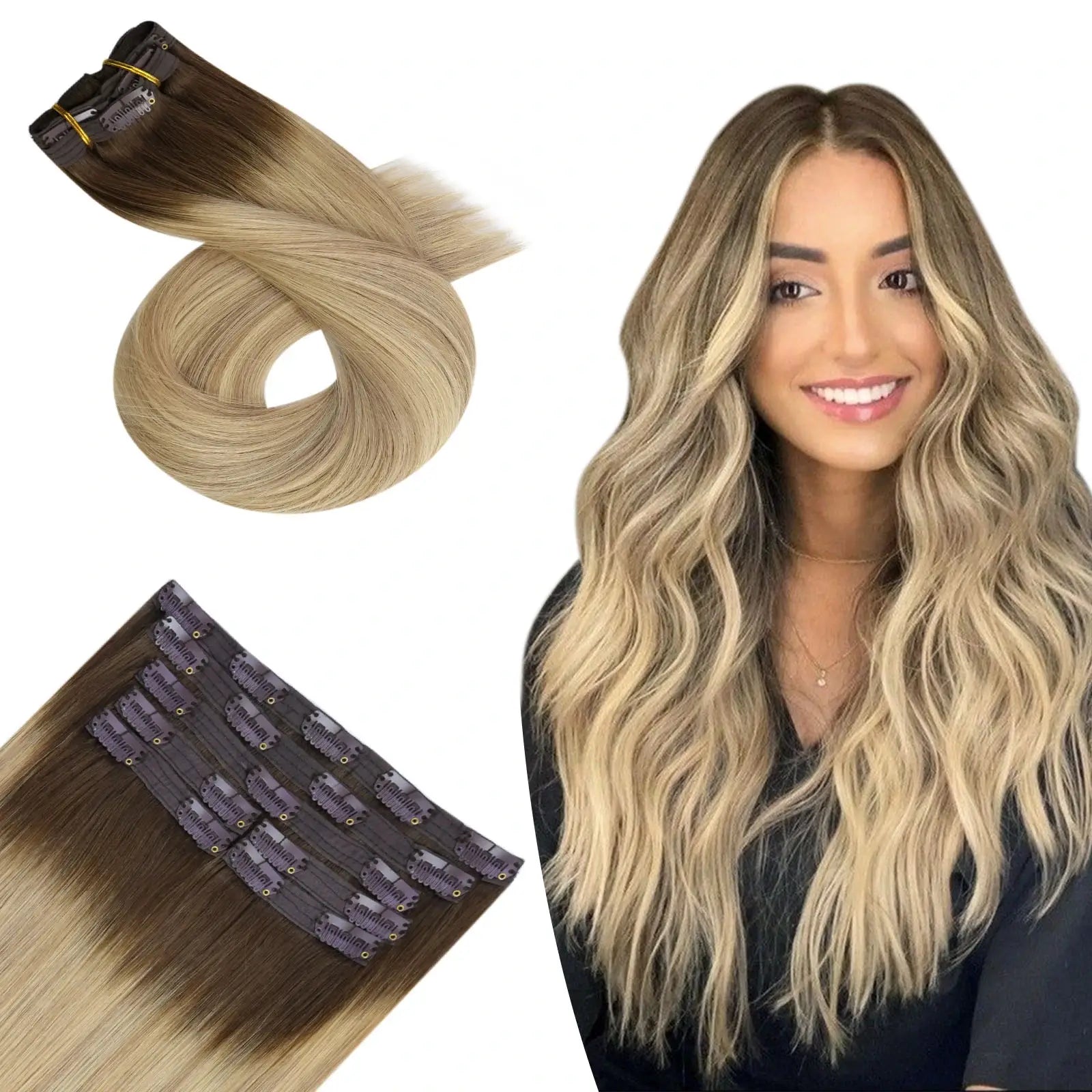 clipinhumanhairextensionsbrownmixedwithblonde