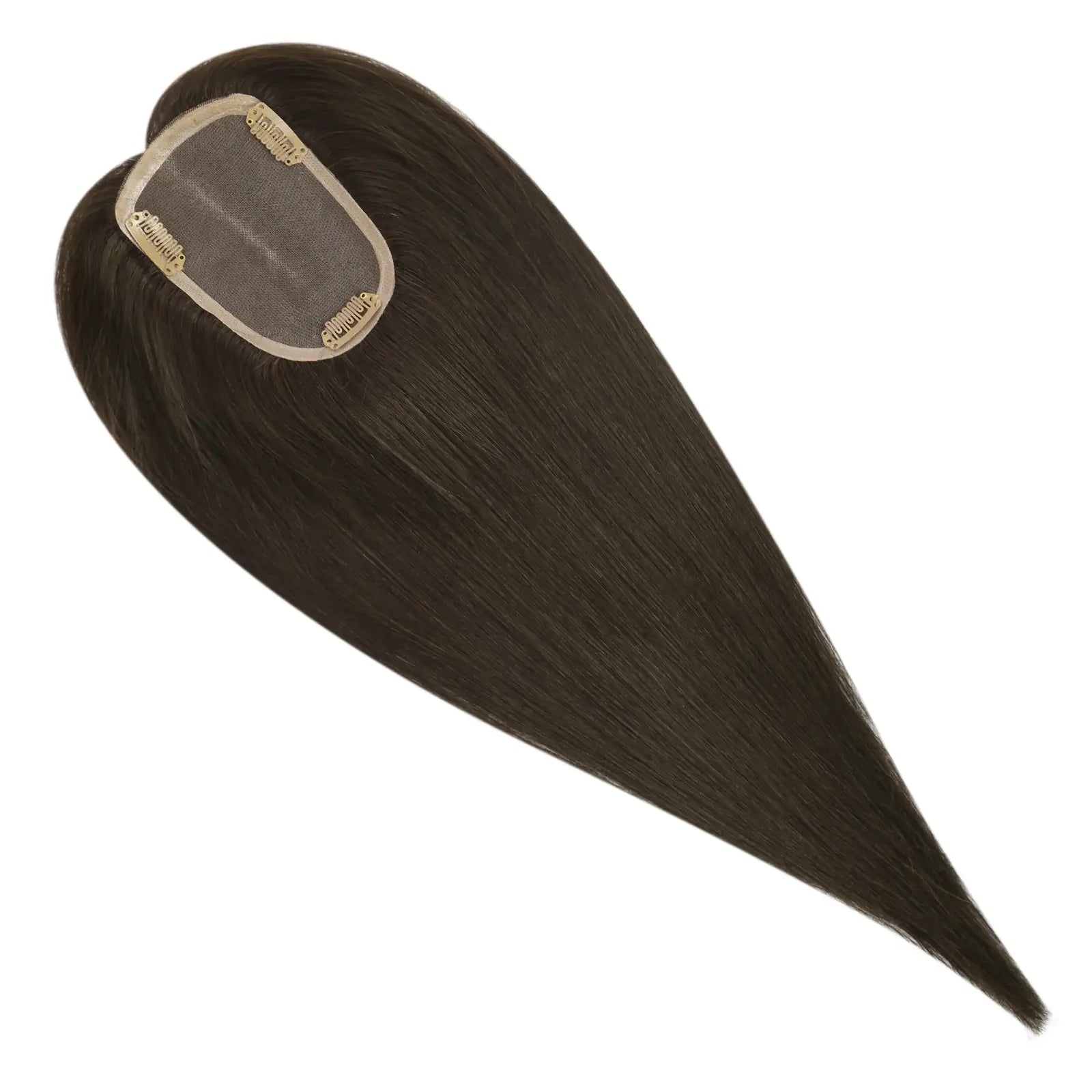 dark brown human hair topper for women