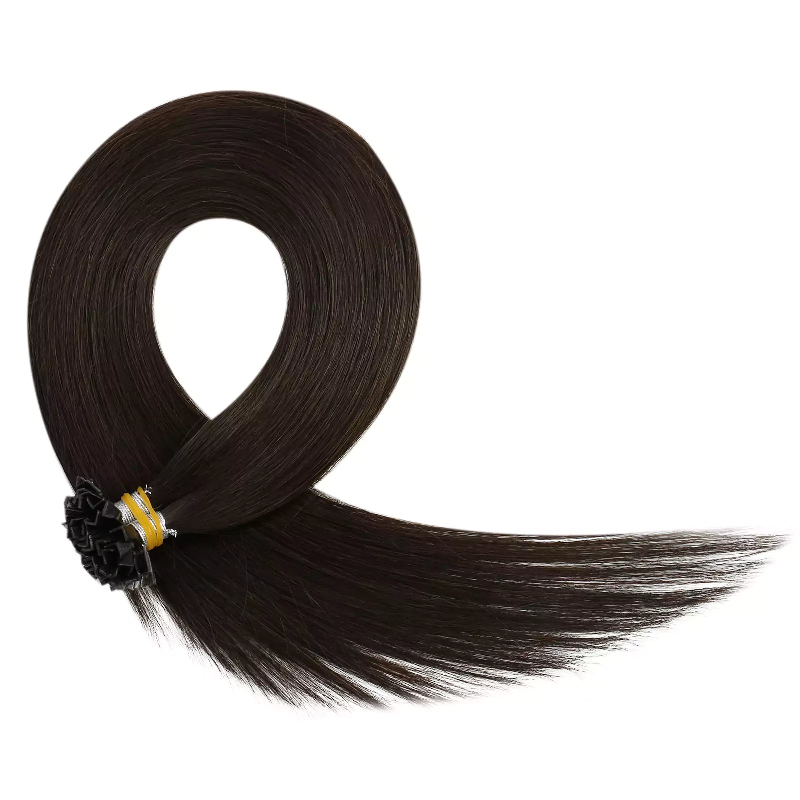 high quality ktip extensions human hair dark brown