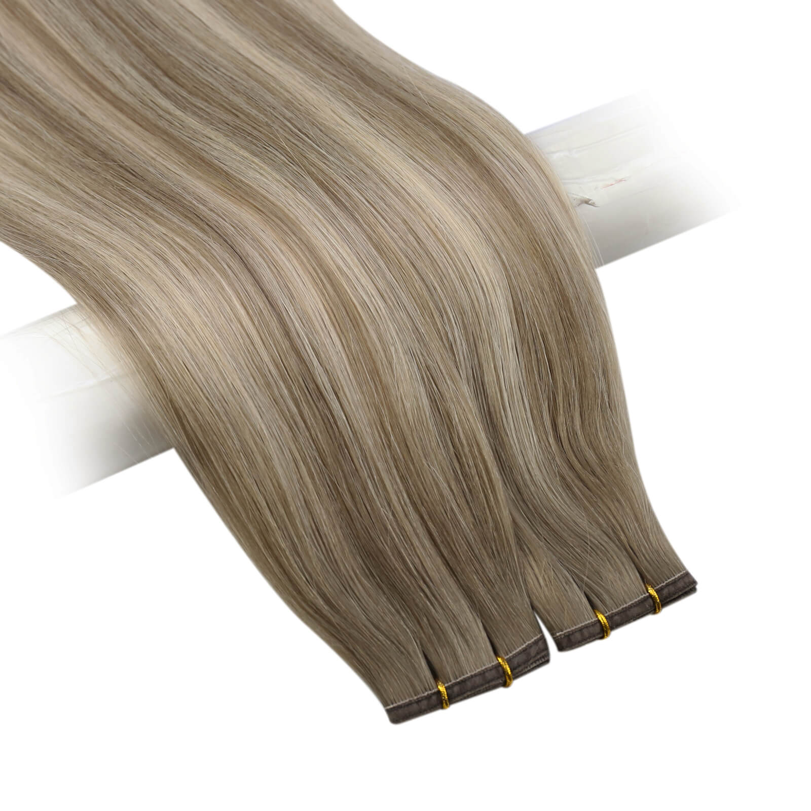 invisible flat weft extensions balayage color