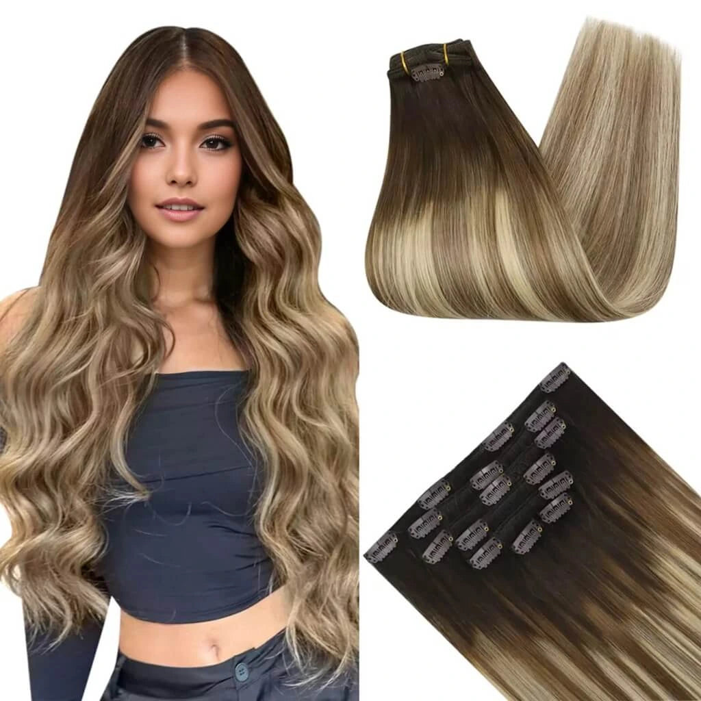 Real Hair Extensions Clip in Human Hair Clip in Hair Extensions