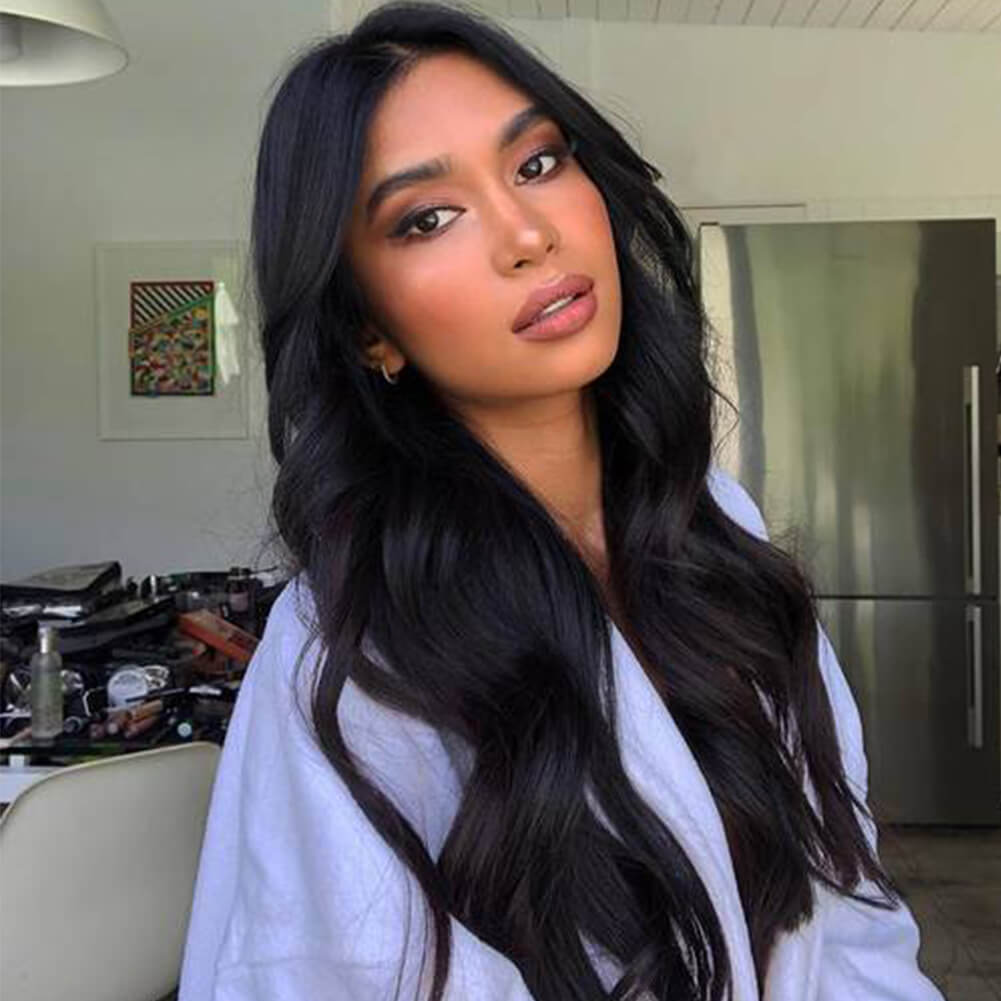 Hybrid Weft Extensions Human Hair Jet Black 1