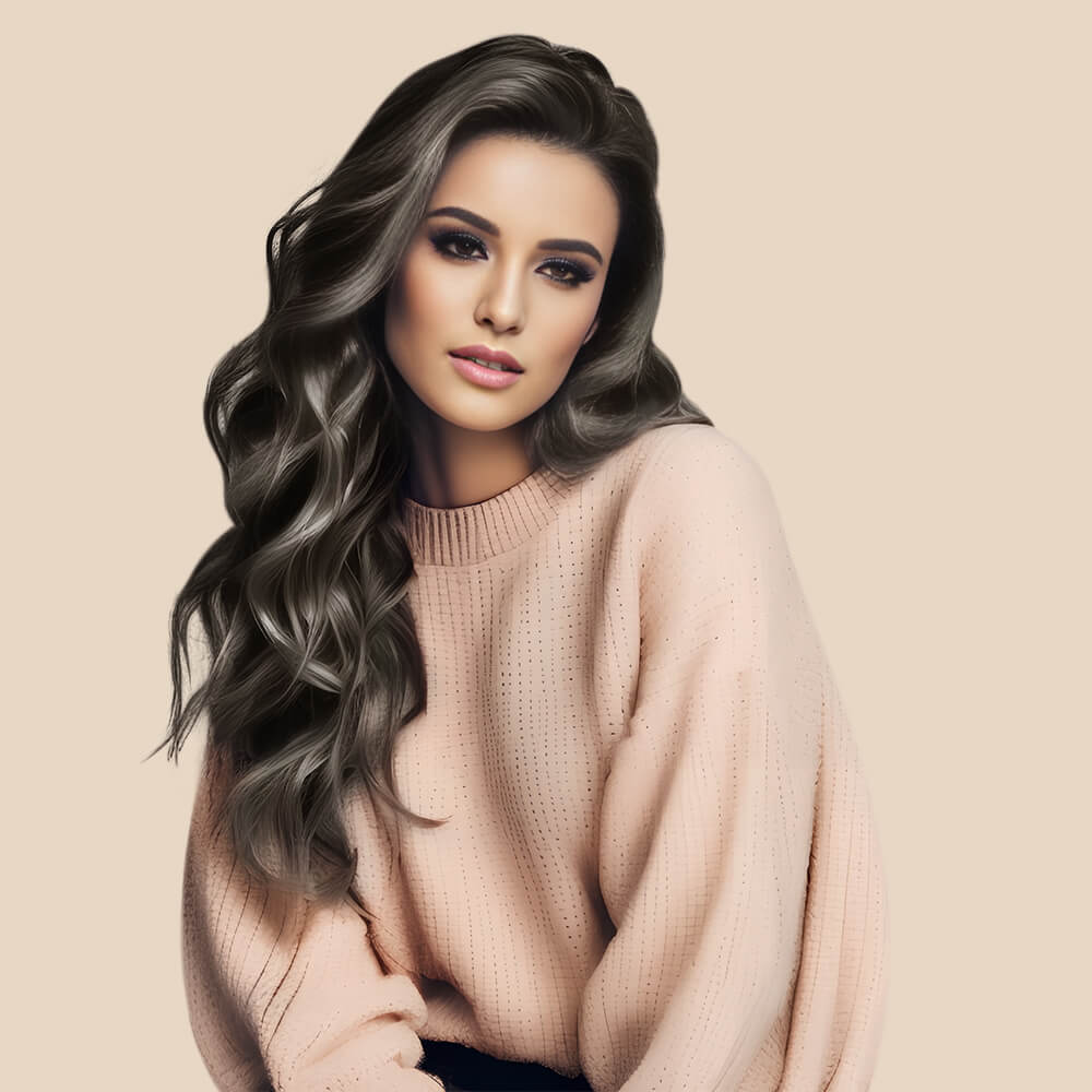 Balayage Invisible Genius Weft Extensions Black With Grey