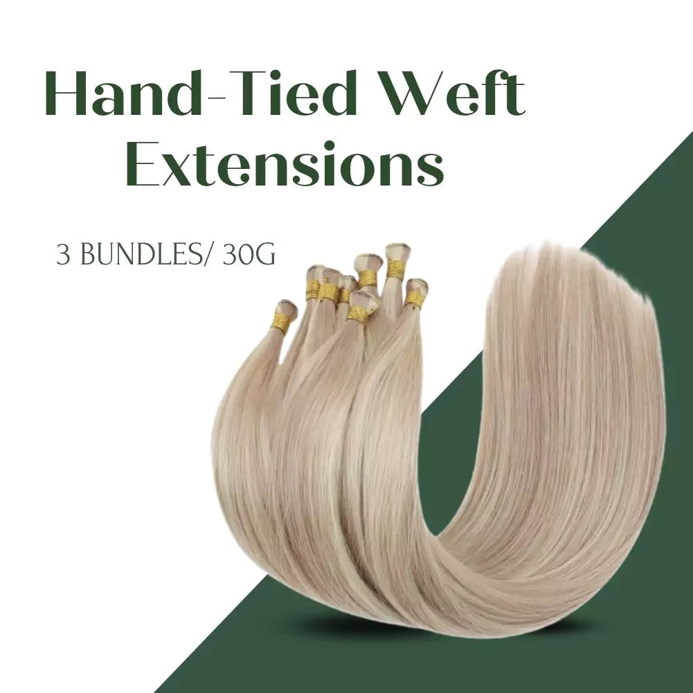 Hand-tied Weft Ash Blonde Highlighted