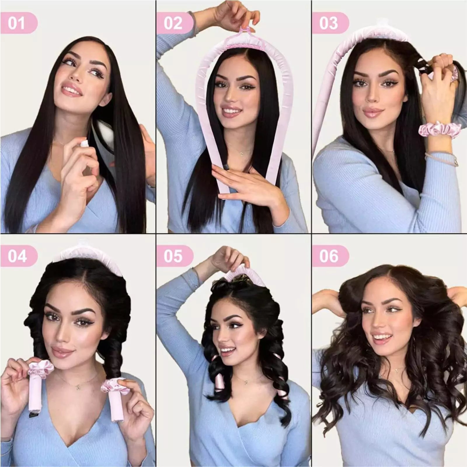 Heatless Curling Rod Headband for Long Hair