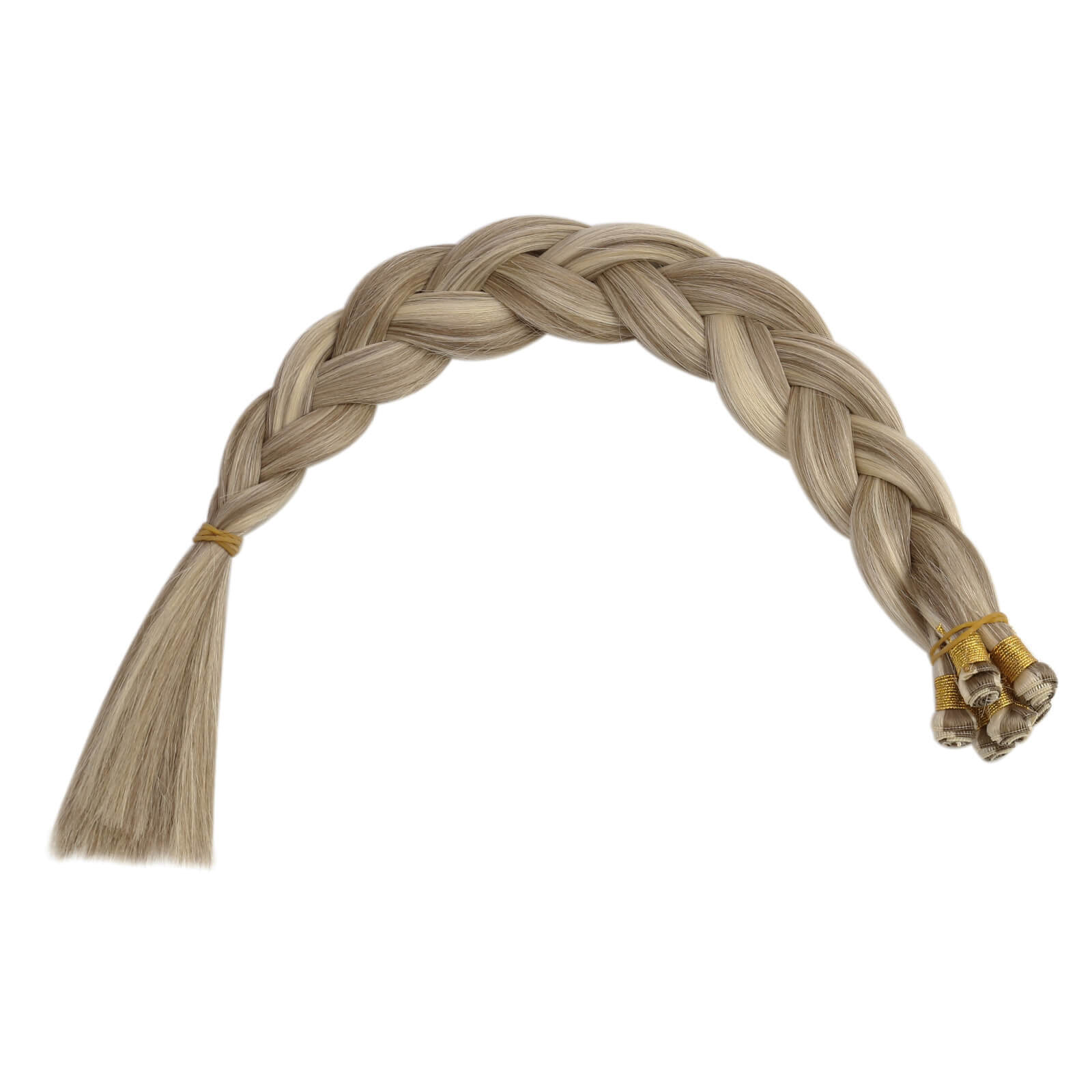 hand tied human hair weft brown with blonde