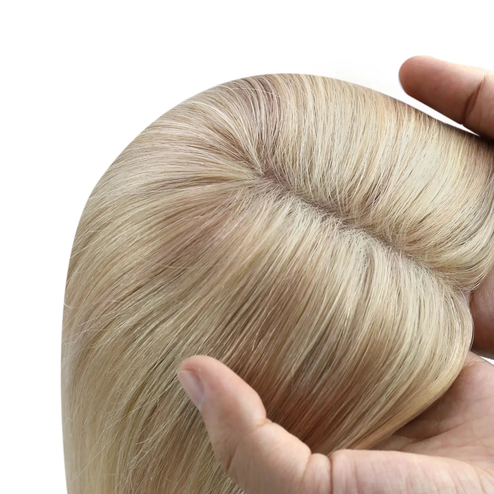 human hair topper ash blonde with bleach blonde color