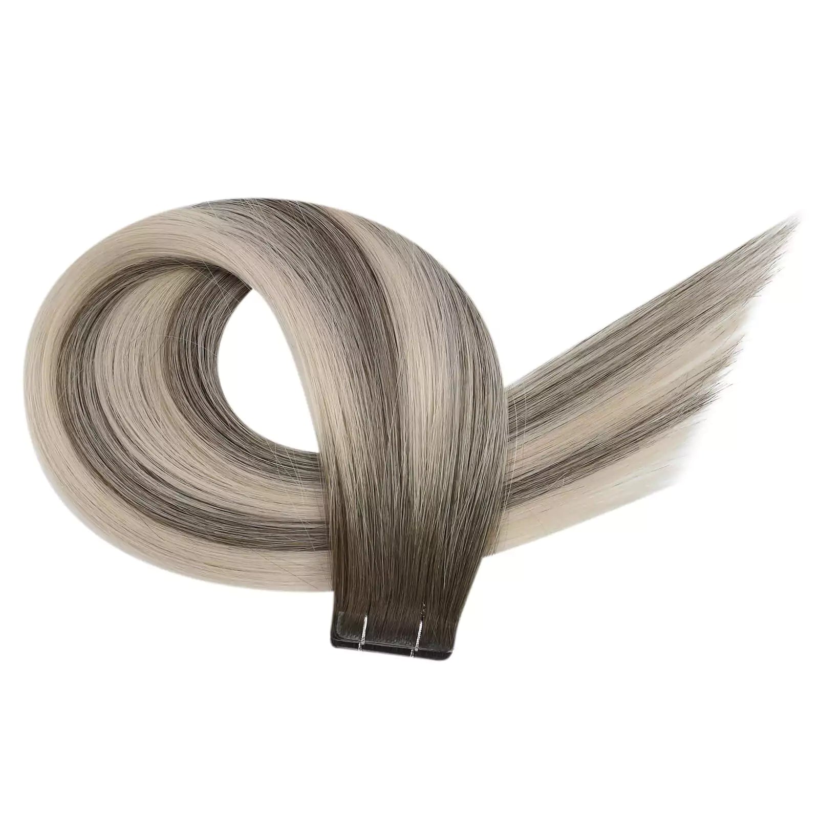 virgin invisible tape in hair extensions balayage color