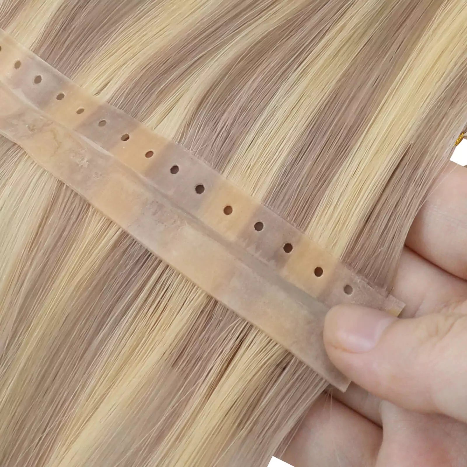 injection PU weft virgin human hair with hole