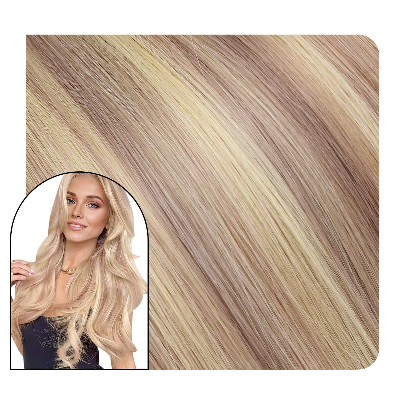 human hair extensions weft blonde highlight #p18/613