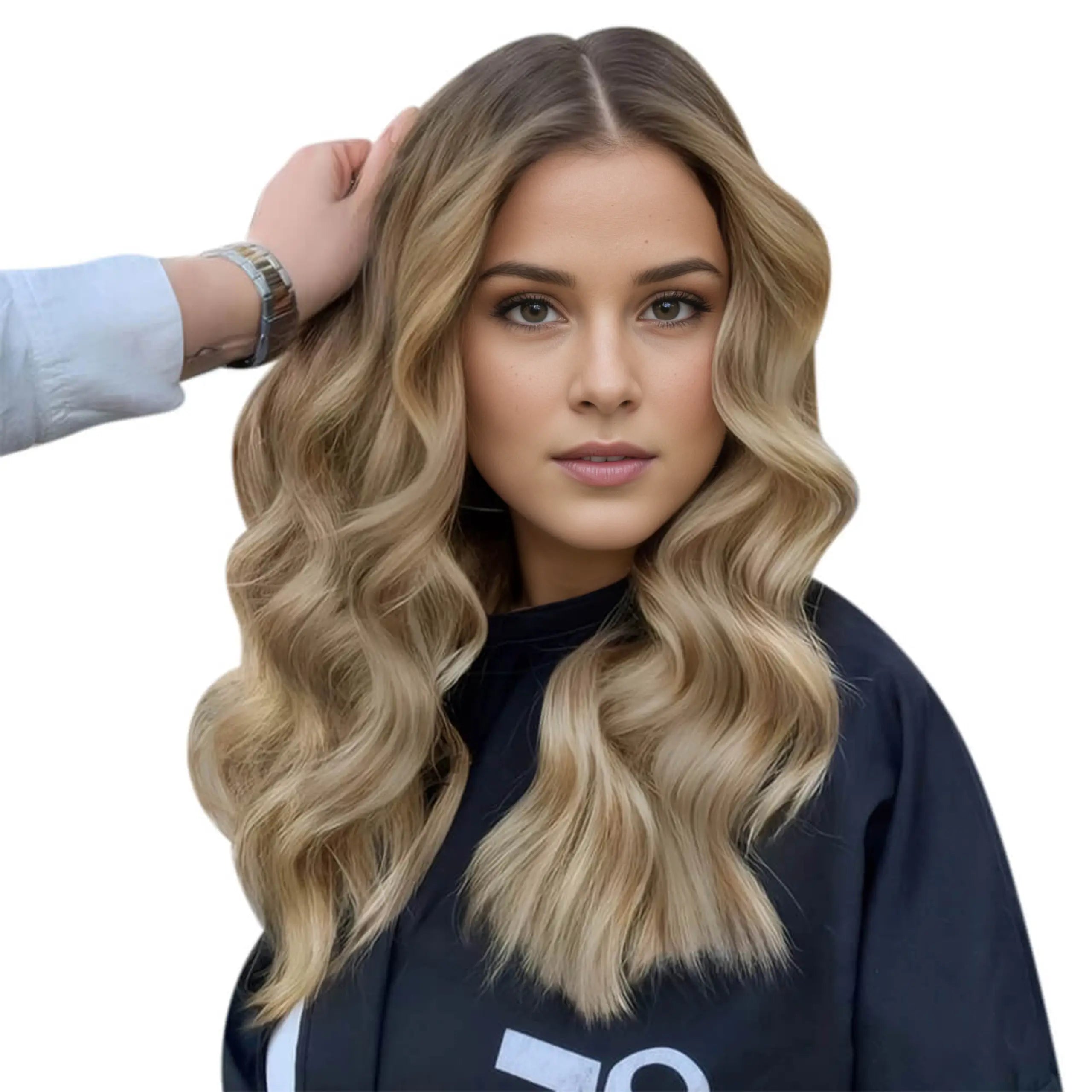 body wavy sew in hair extensions balayage color