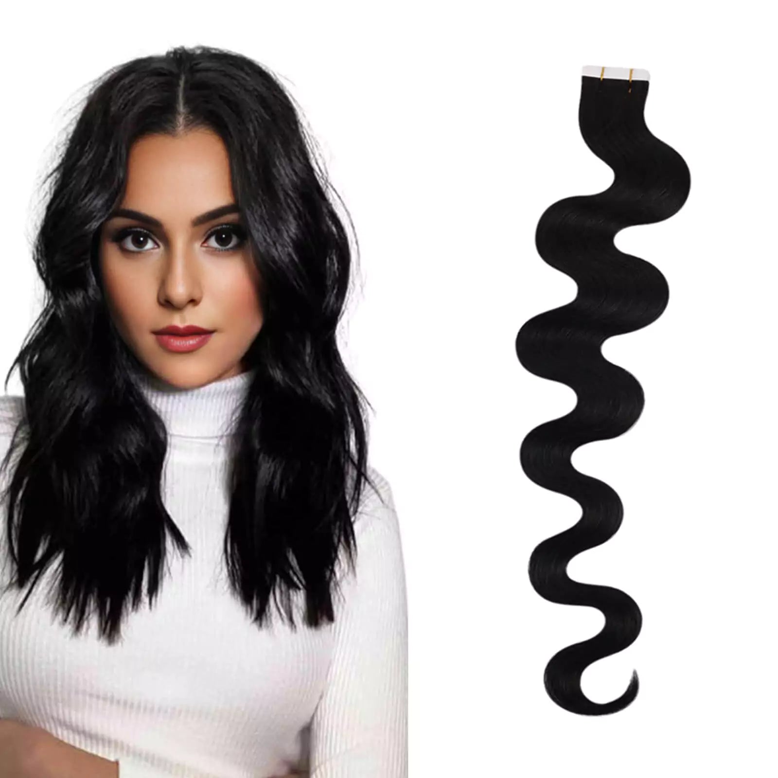 Beach Wave Virgin Invisible Injection Tape in Extensions For Black Curly Hair 1