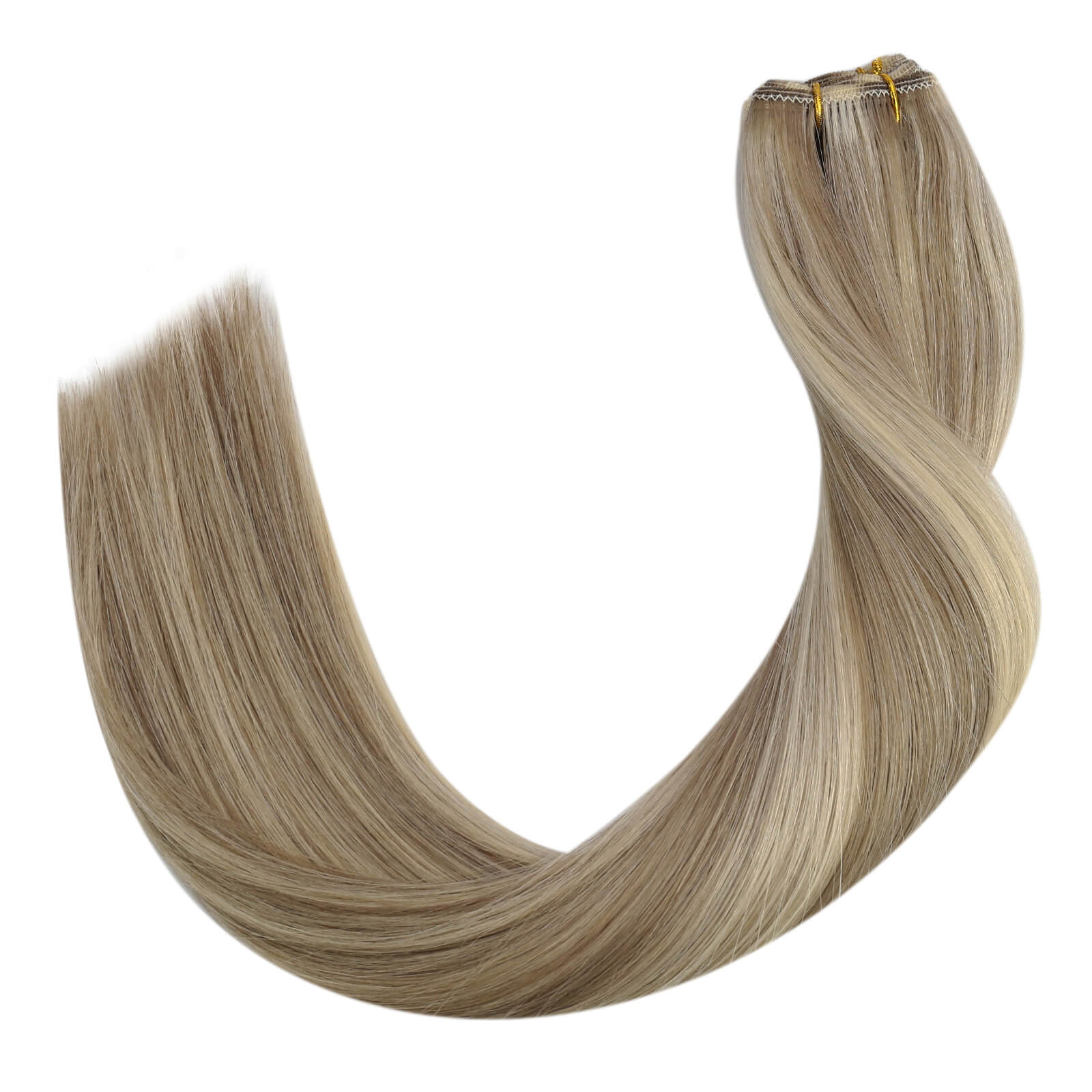 human hair weft highlight brown with blonde