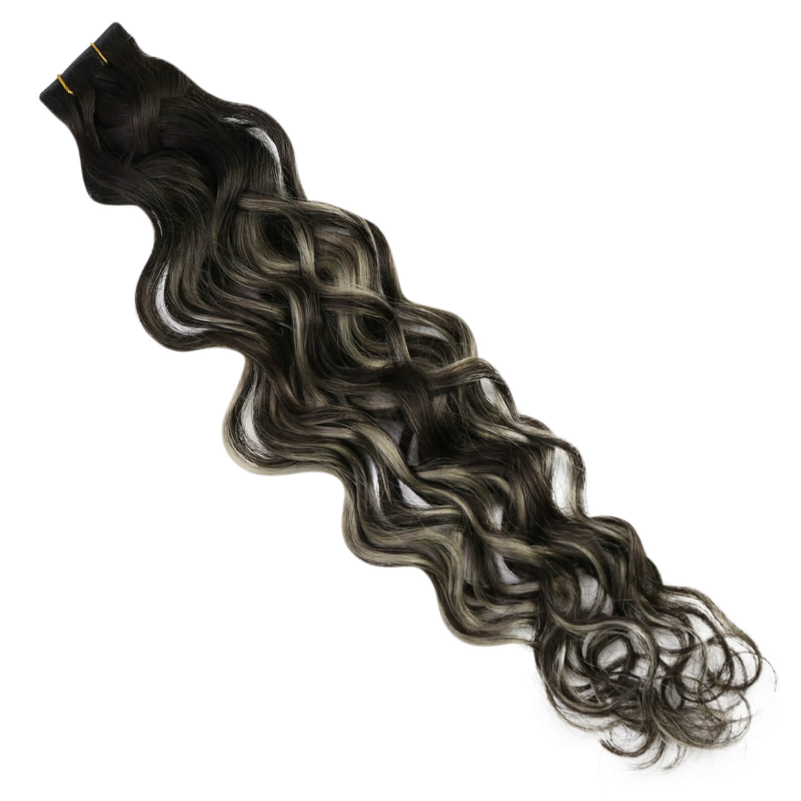 black with silver injection tape in extensions natural wavy