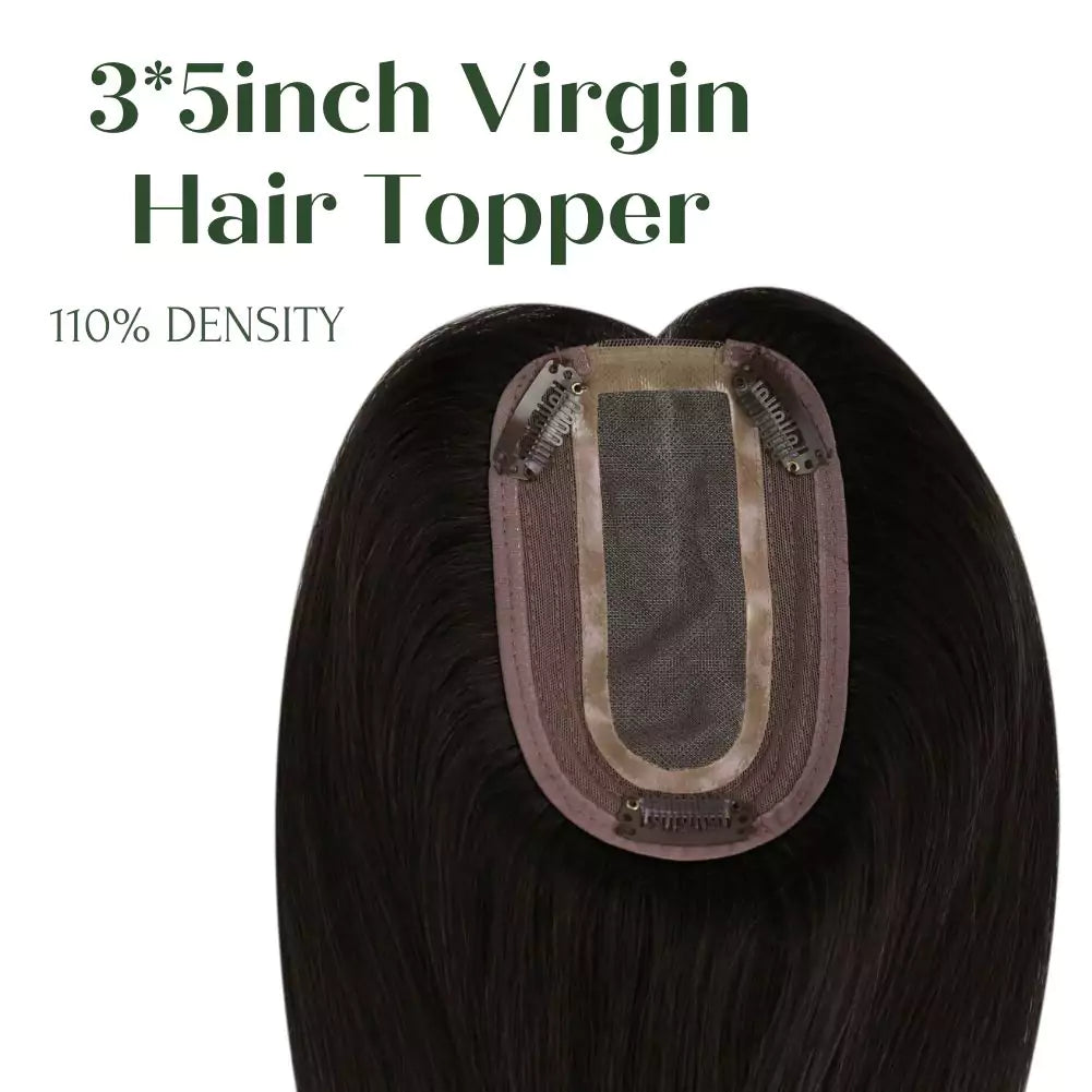 Virgin Human Hair Toppers Mono Base Off Black