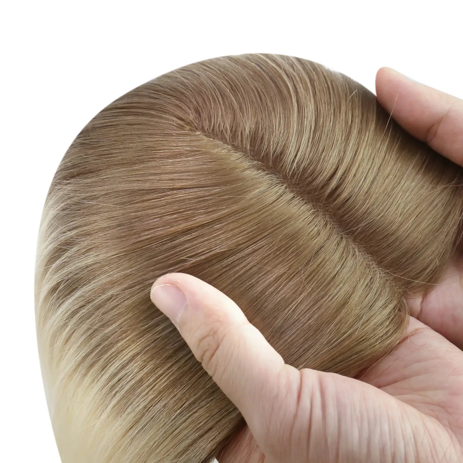 ombre brown to blonde hand made human hair topper for women