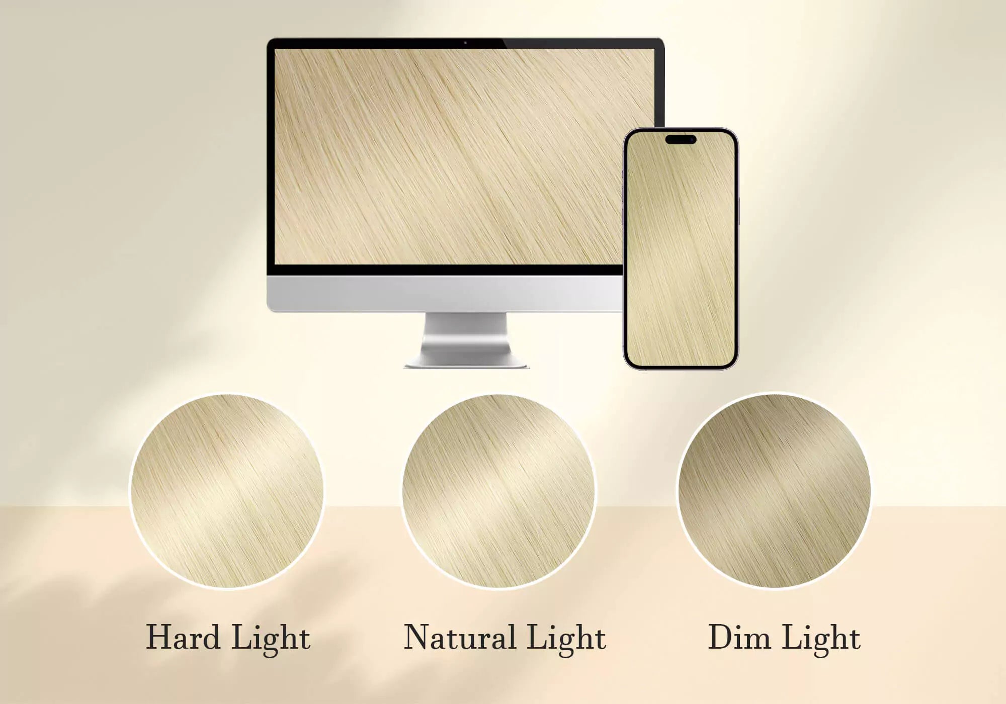 platinum blonde injection tape in hair extensions in different light