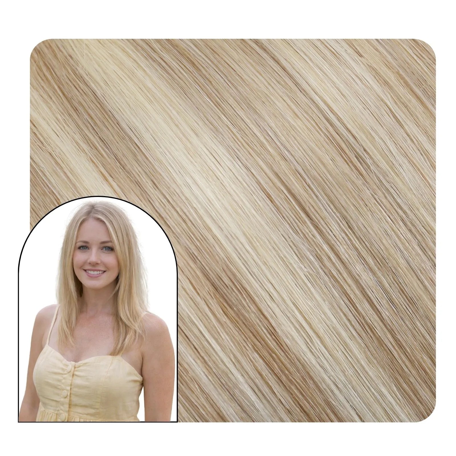 pu injected clip in hair extensions blonde hair