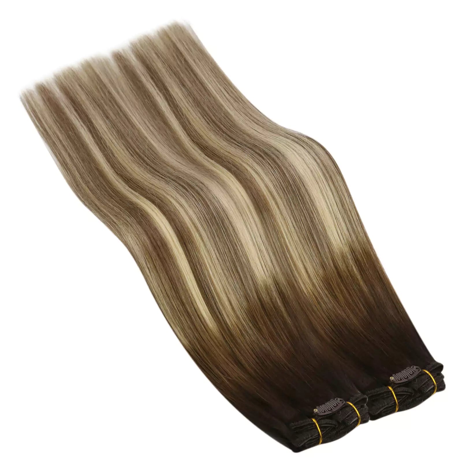 Balayage 4/6/613 Brown with Blonde 18 Inch Clip on Remy Hair Extension for Women
