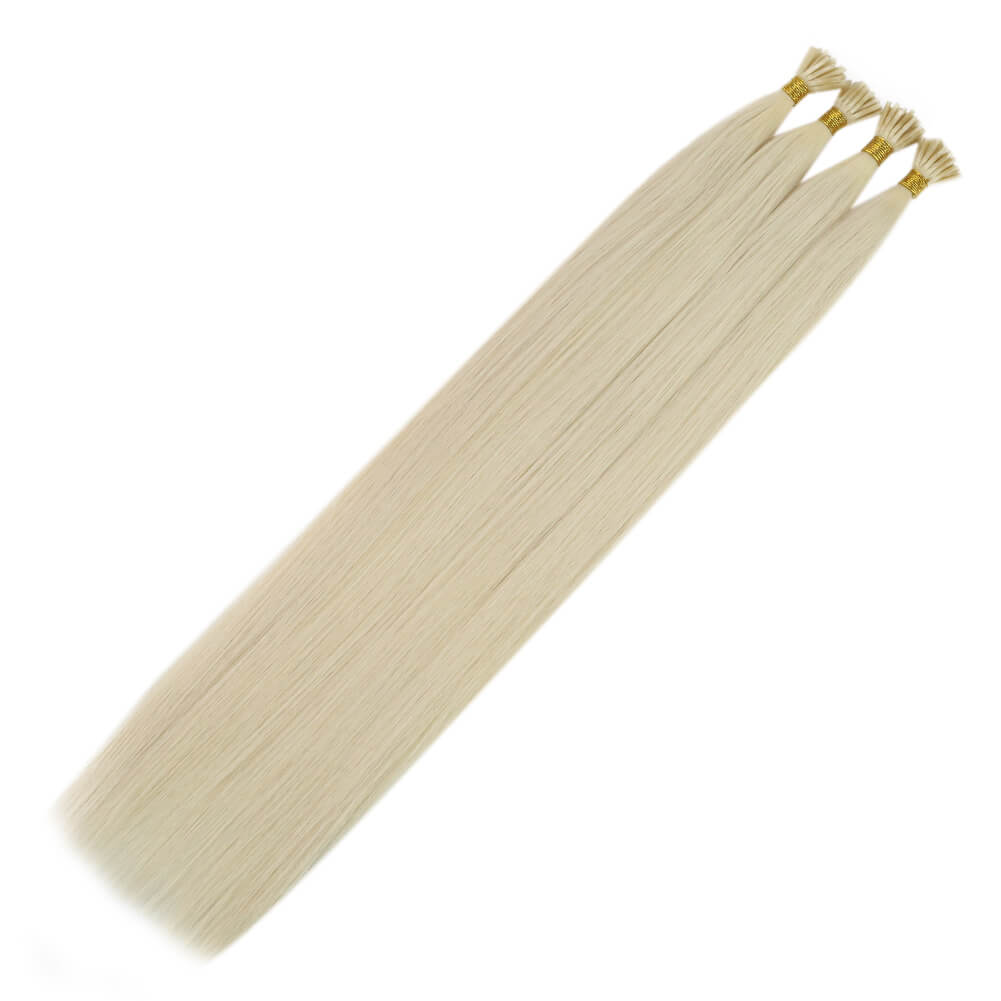 Pre Bonded Hair Extensions platium blonde color Remy Hair