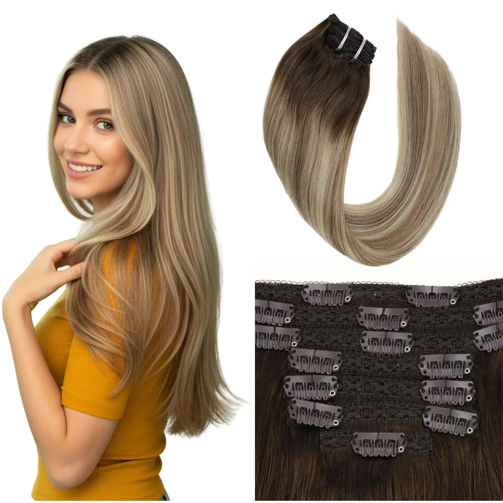 clip ins remy human hair balayage color