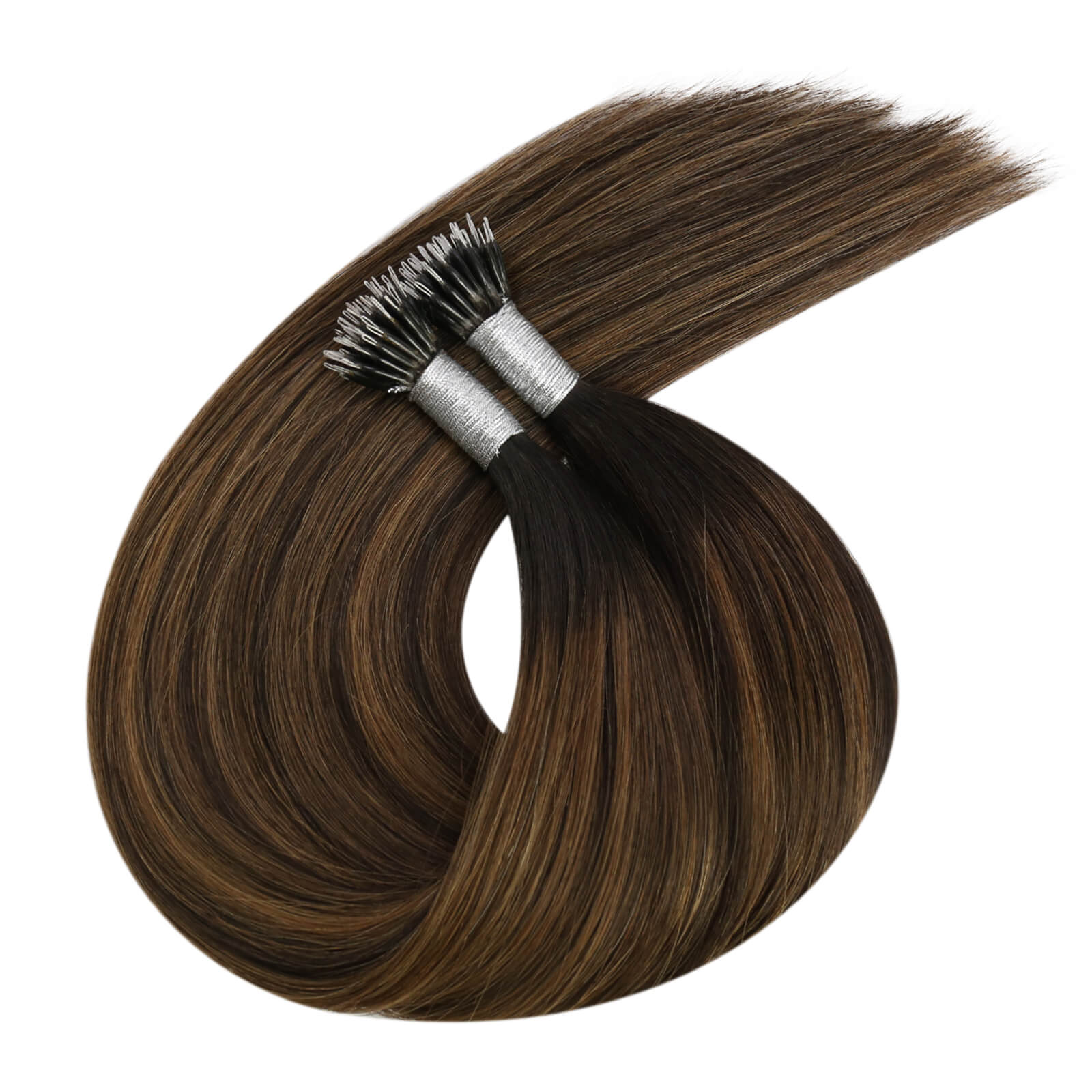nano tip hair extensions brown balayage color