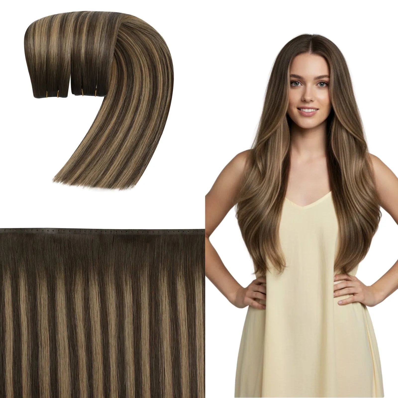 butterfly weft human hair extensions seamless weft hair extensions brown for thin hair