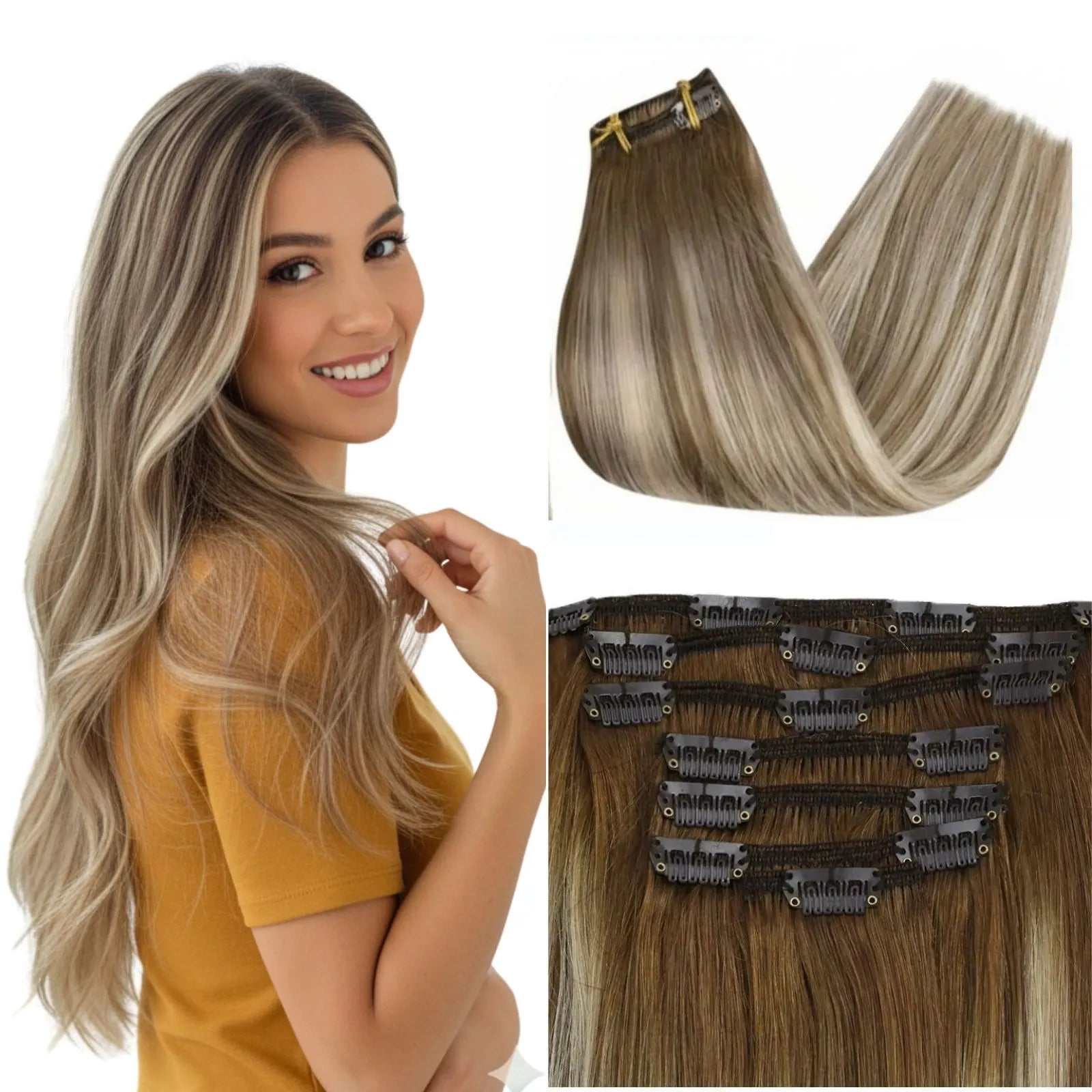 seamless pu clip in hair extensions remy human hair