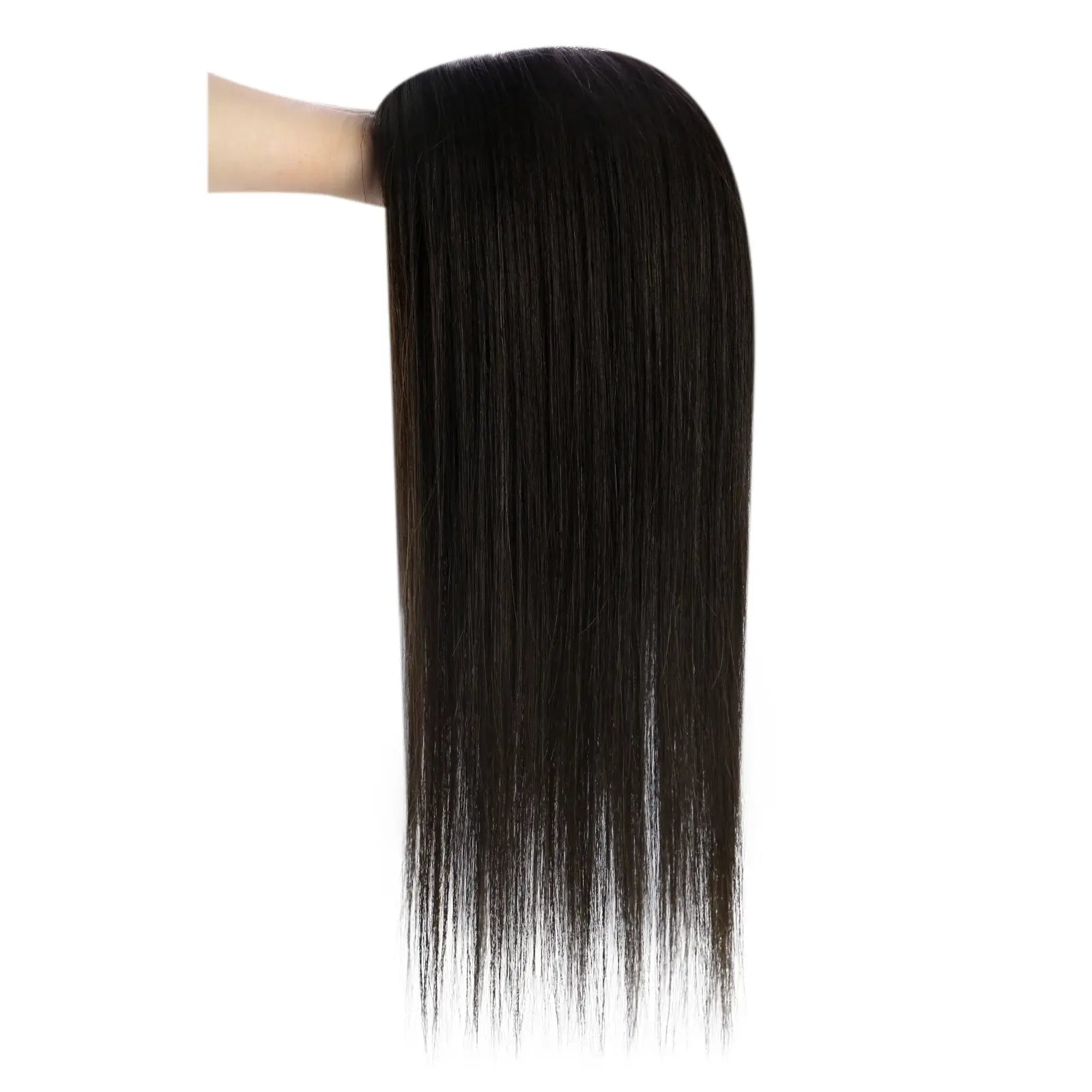 seamless hair line human hair topper off black