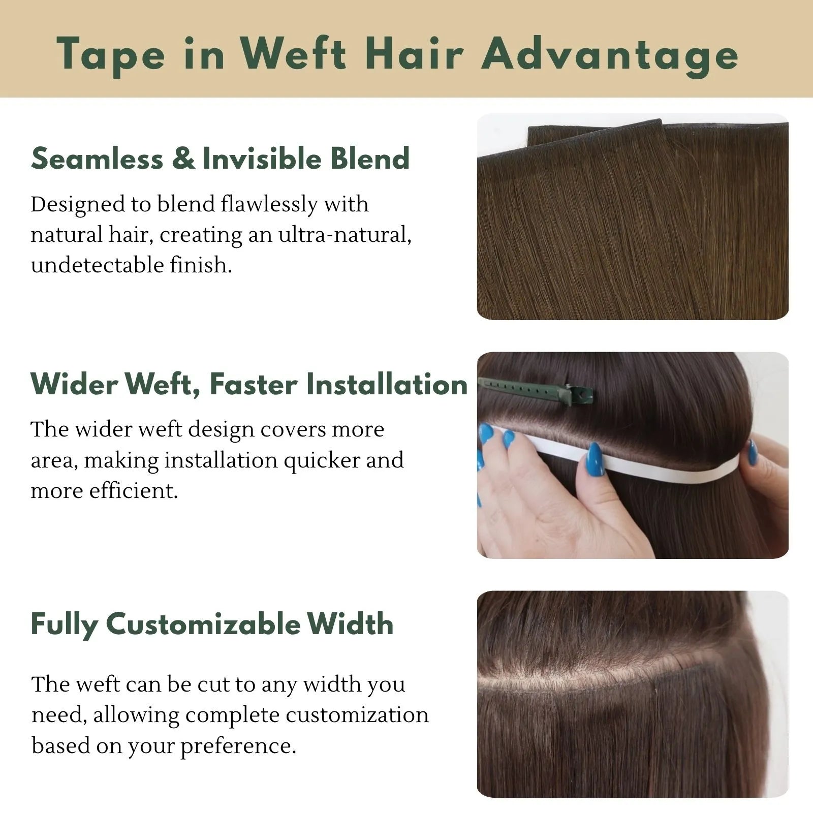 tape in weft hair extensions advantage