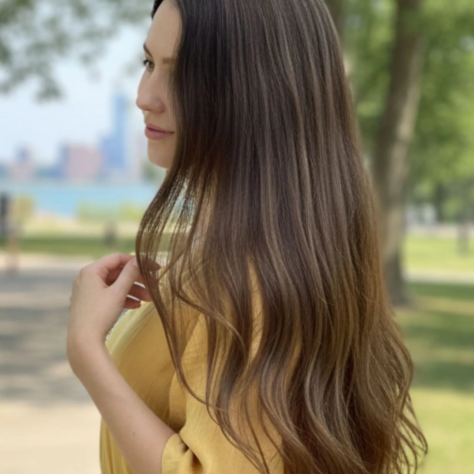 light brown seamless tape in weft hair extensions