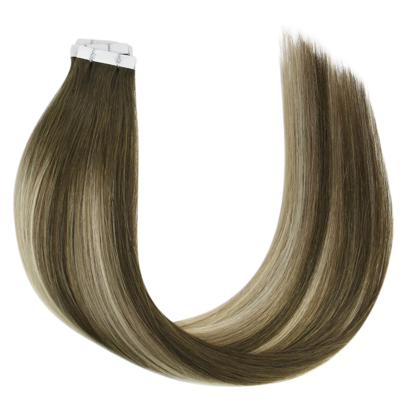 brown with blonde human hair extensions inject tape in hair