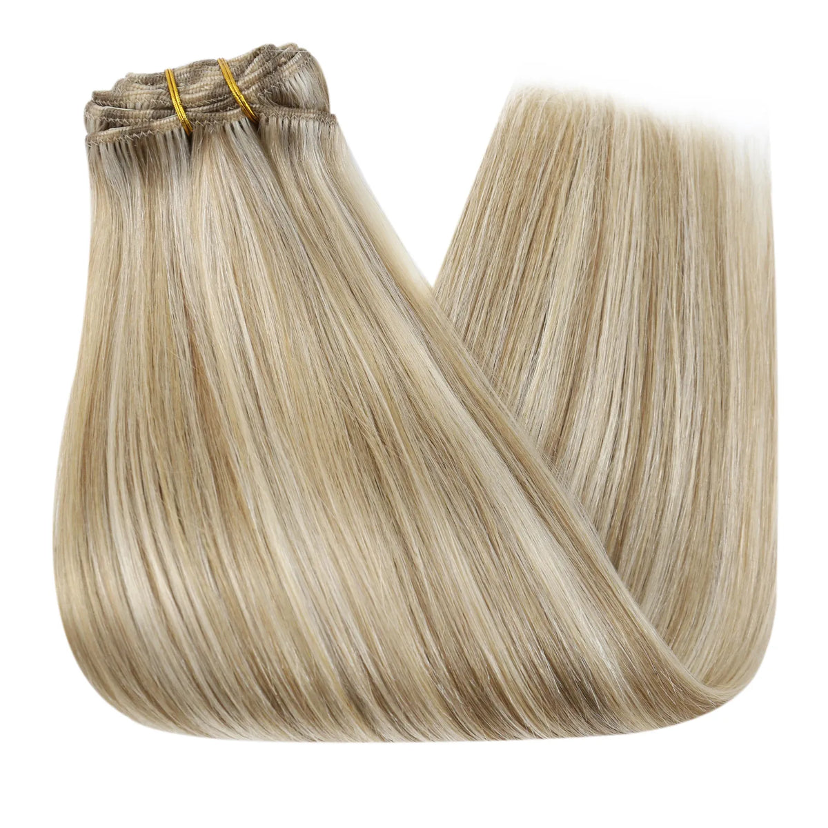 Thickened Clip in Remy Human Hair Extensions 7Pcs Clip Ins Highlighted Beige Blonde #P16/22