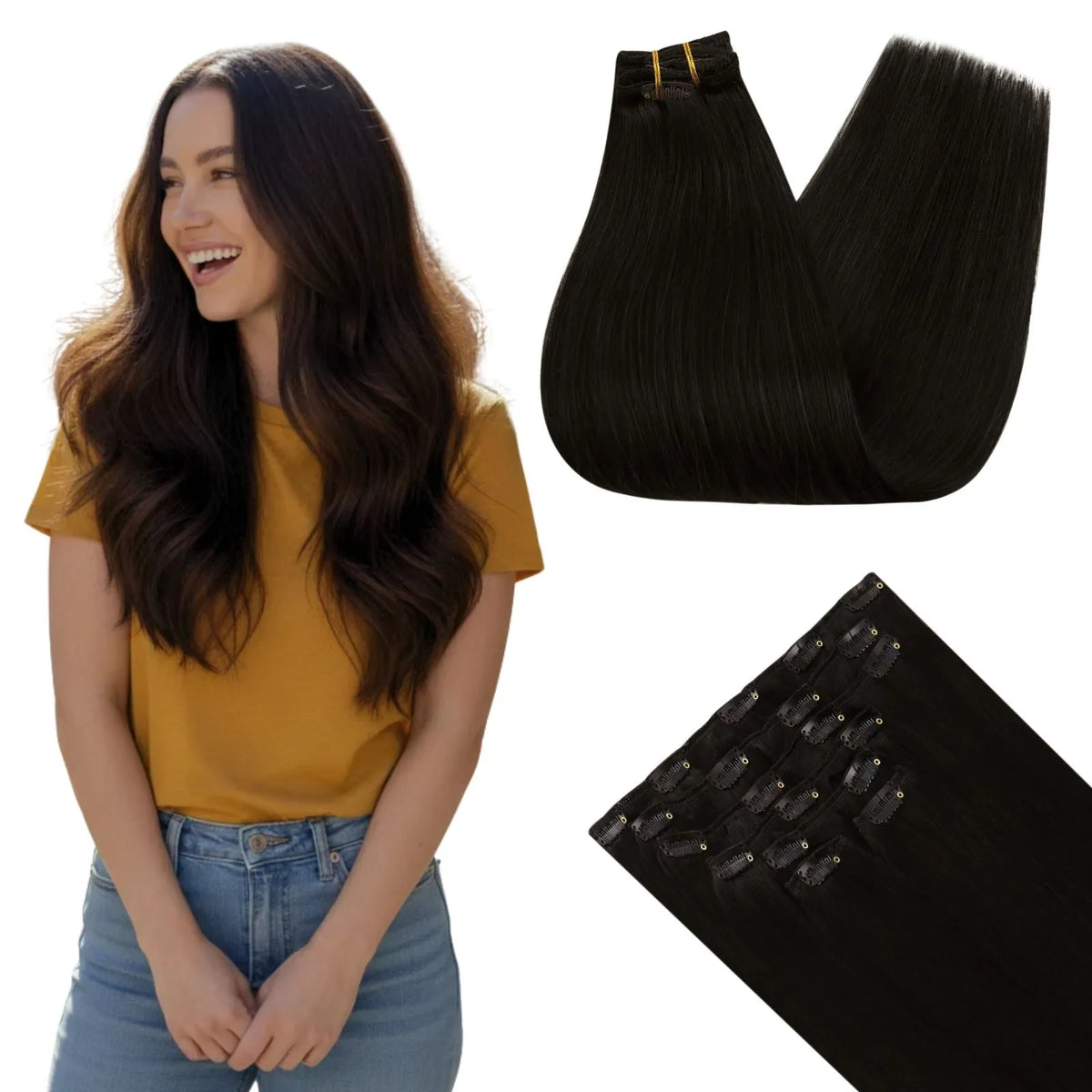 dark brown thickened clip in extensions 135G for women for thin hair