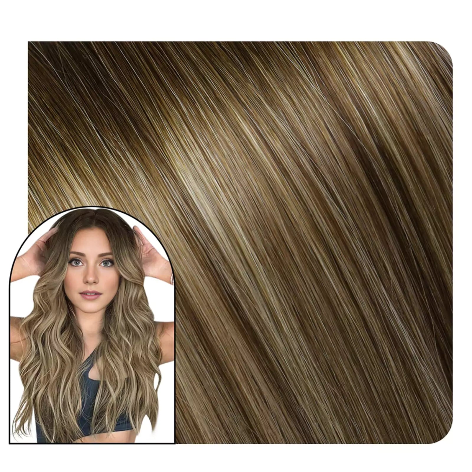 Genius Weft Extensions Sew in Weave Hair Balayage Brown Blonde