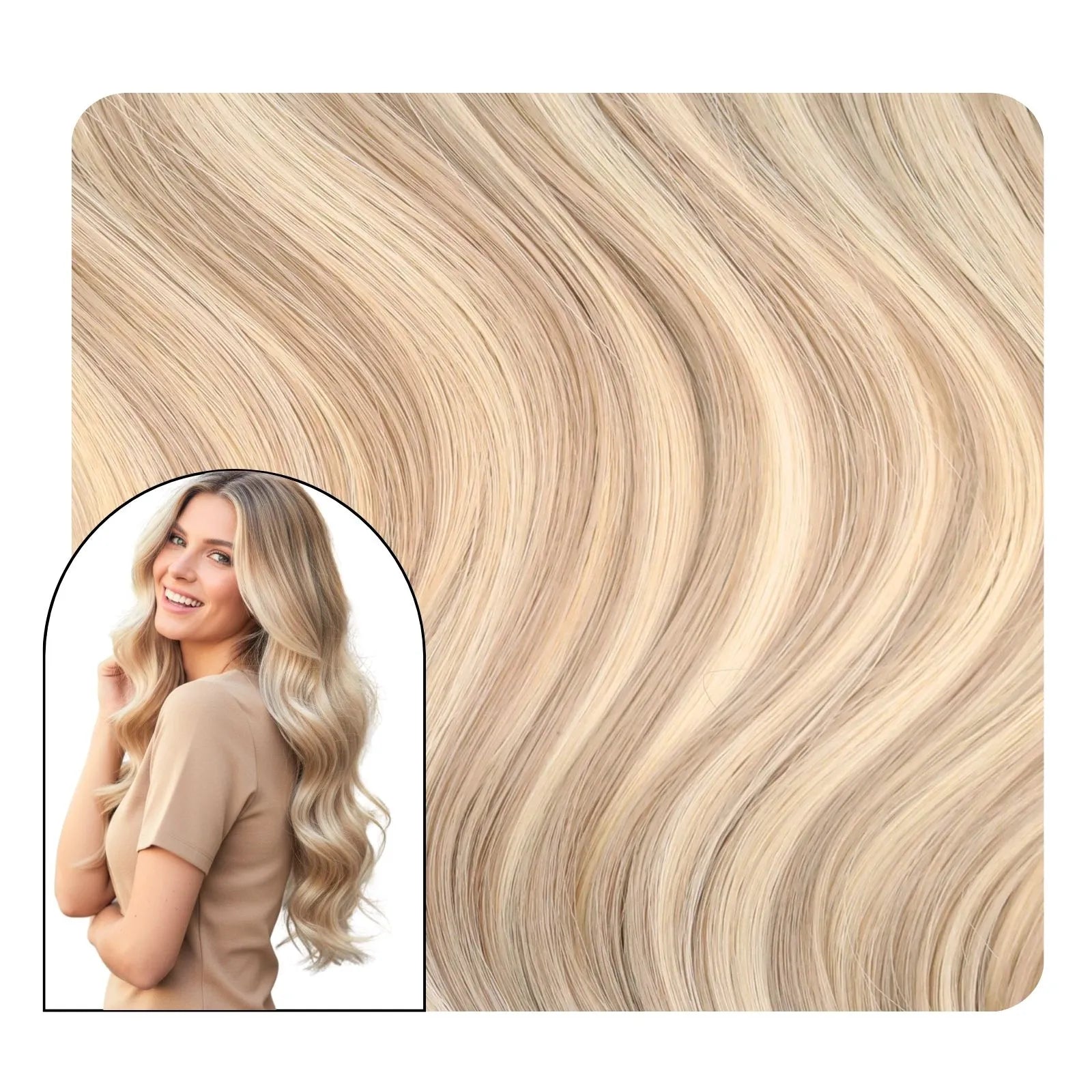 highlighted blonde wavy butterfly weft hair for thin hair