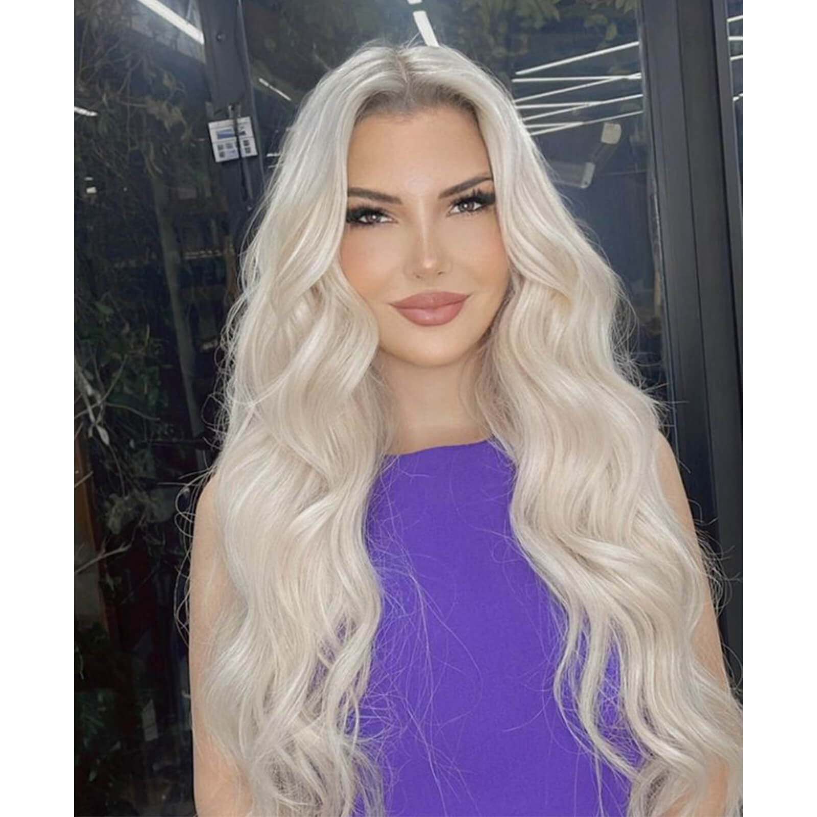 Clip in Hair Extensions Silky Straight Human Hair Ice Blonde