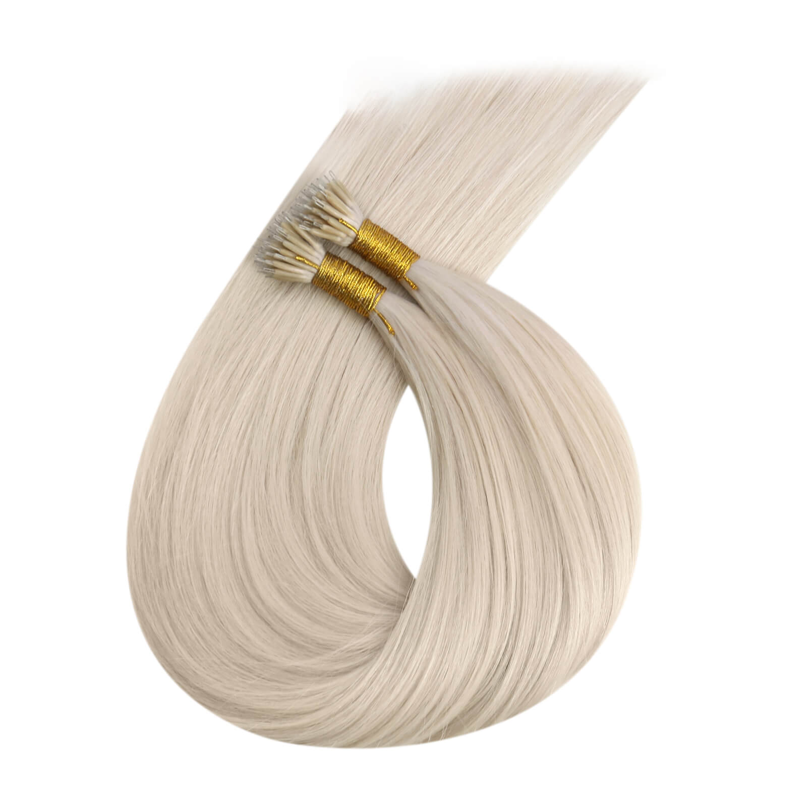 Nano Bead Hair Extensions Real Human Hair 22Inch White Blonde