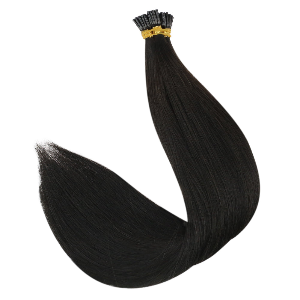 Hair 100% Human Hair I Tip Fusion Virgin Hair Extensions Off Black 1B