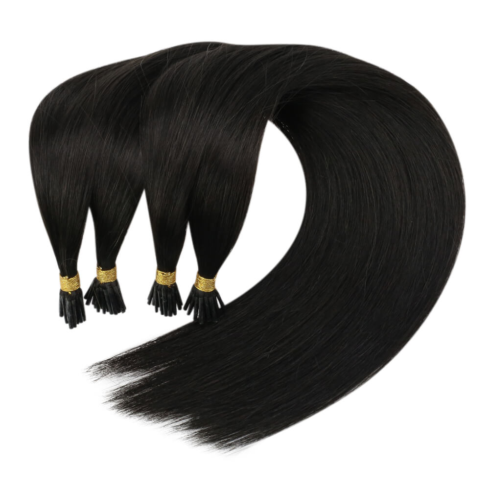 Hair 100% Human Hair I Tip Fusion Virgin Hair Extensions Off Black 1B