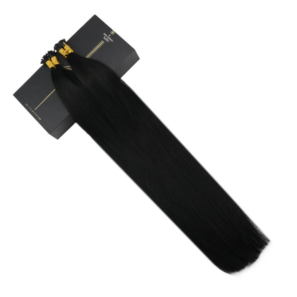 i tip black hair extensions