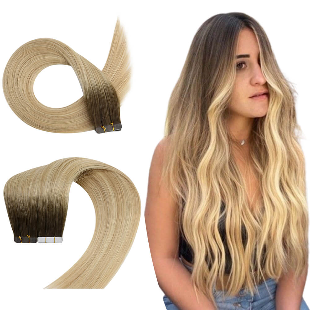 balayage tape in hair extensions virgin human hair