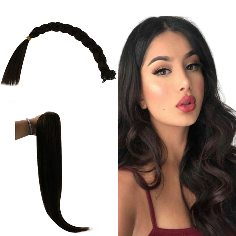 Hair Weave Style Sew in Darkest Brown Genius Weft Extensions